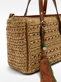 Bolso Tote Efecto Rafia Con Bandolera