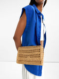 Bolso Bandolera Efecto Rafia Con Solapa