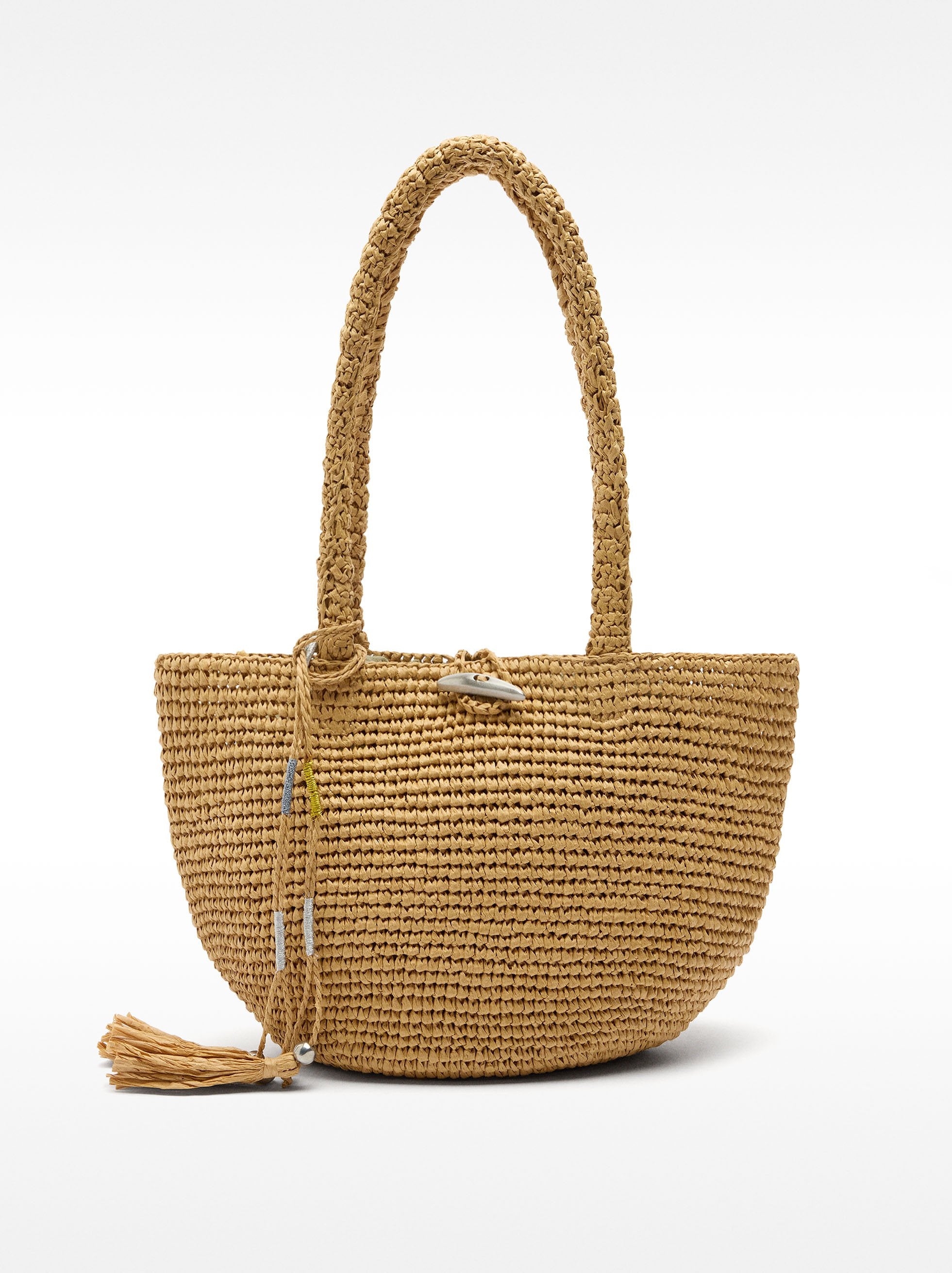 Bolso Hombro Efecto Rafia