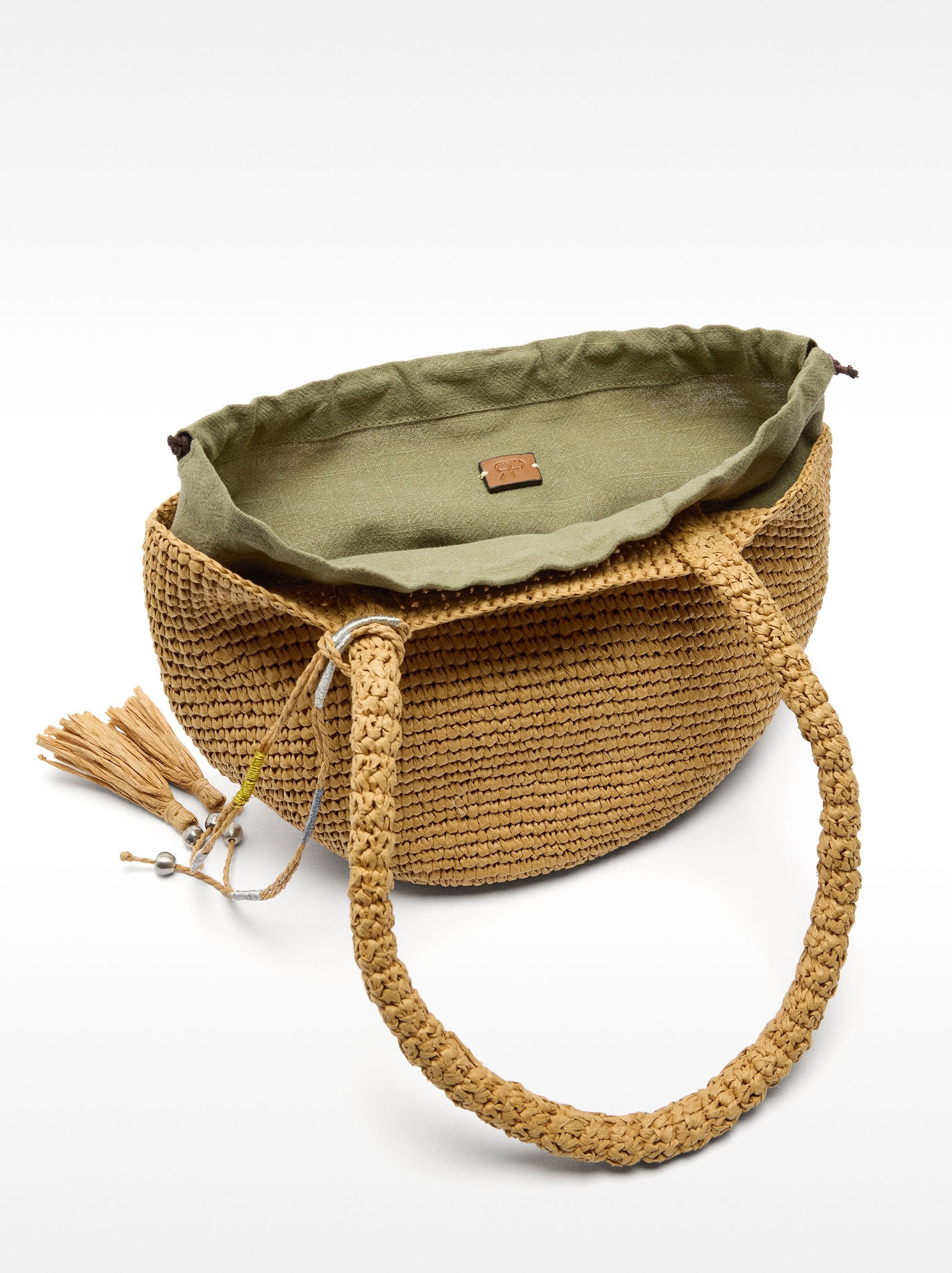 Bolso Hombro Efecto Rafia