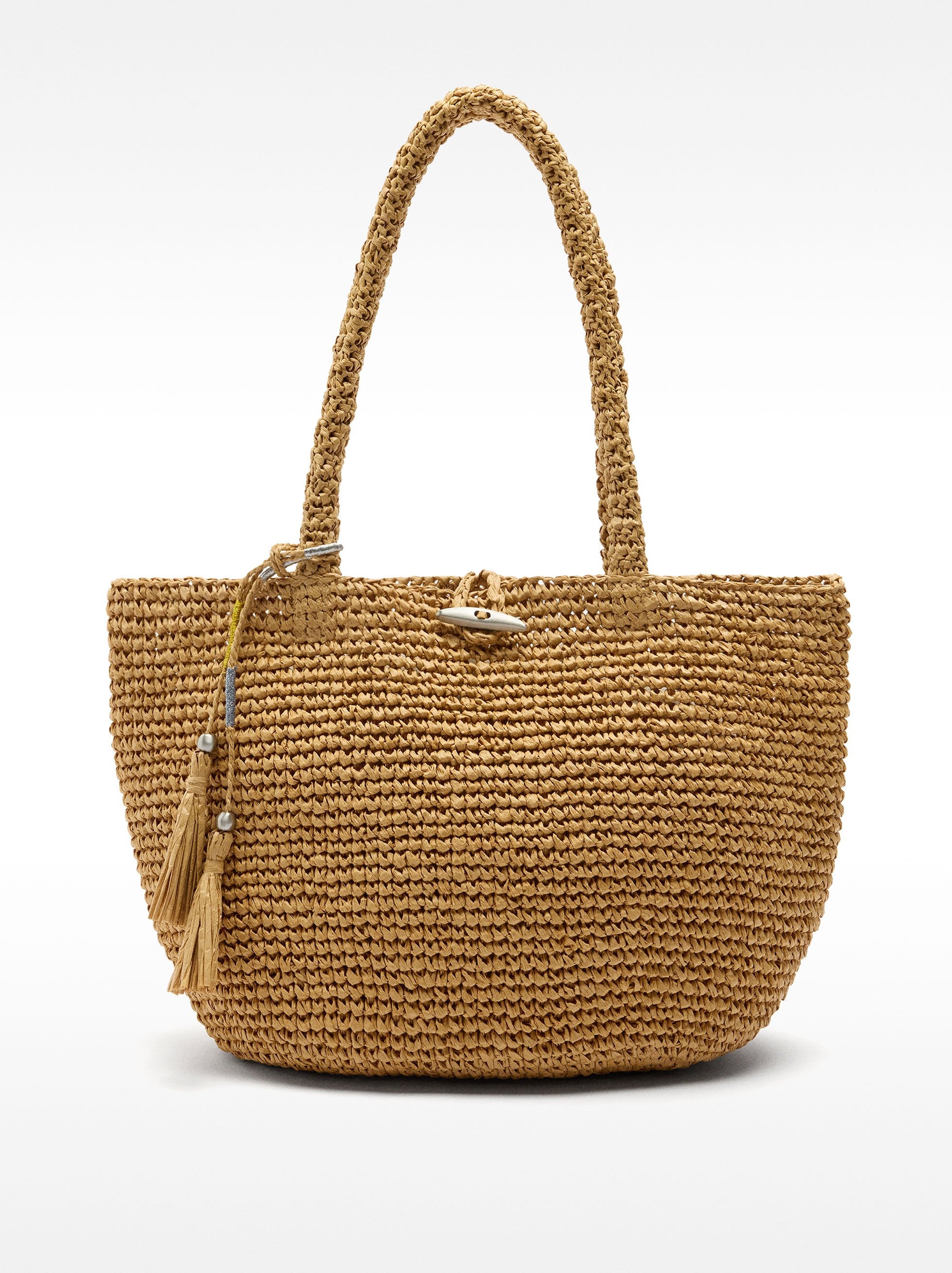 Bolso Tote De Efecto Rafia M