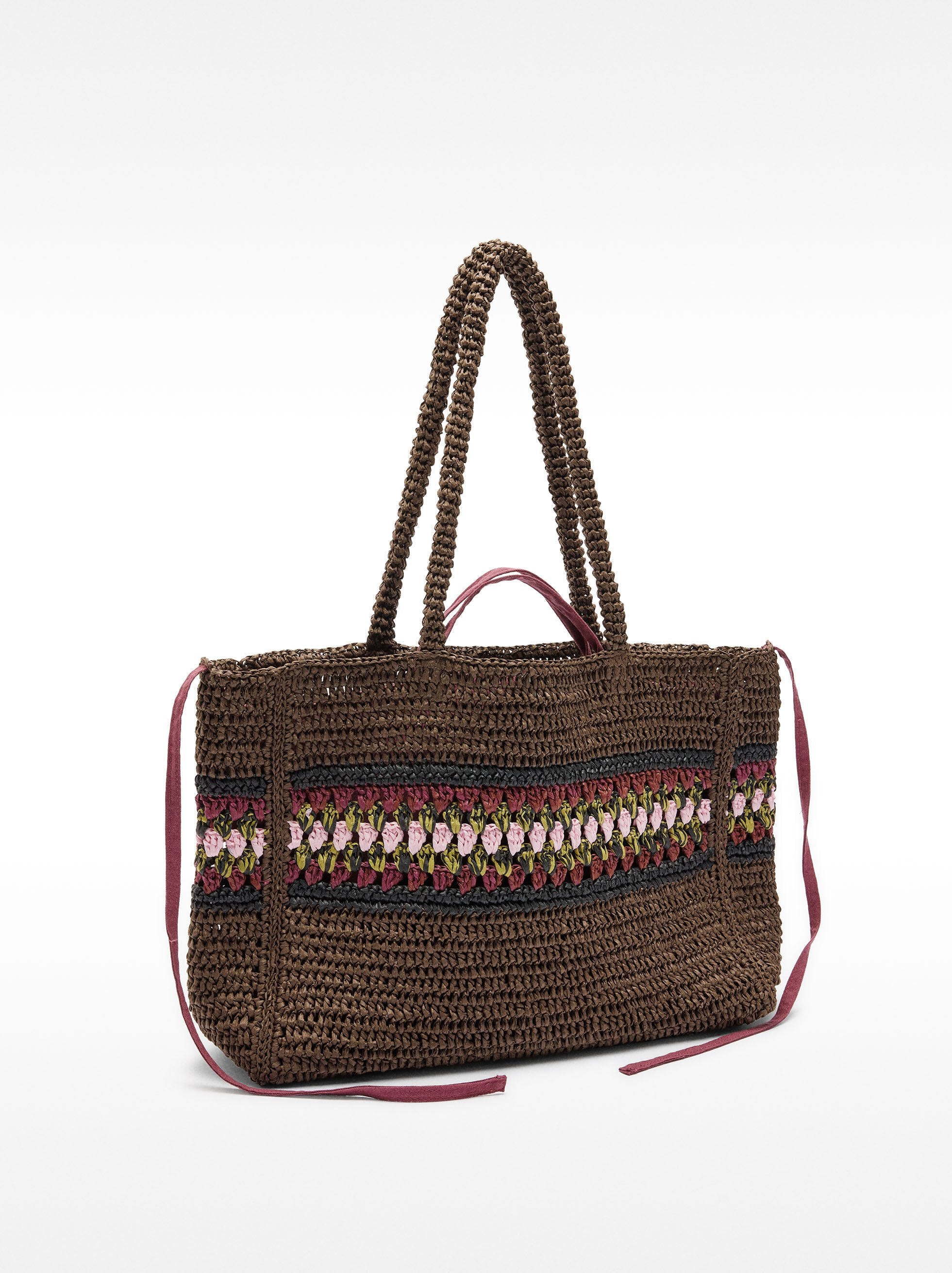 Bolso Shopper Efecto Rafia Con Detalle Trenzado