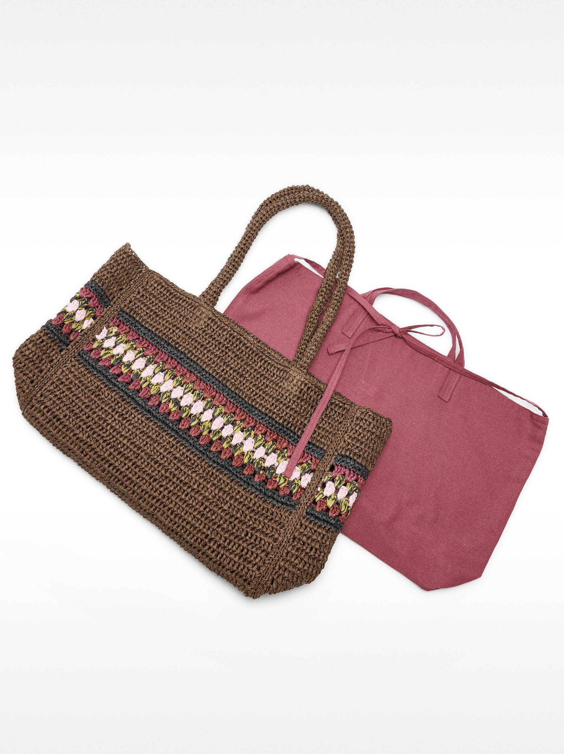 Bolso Shopper Efecto Rafia Con Detalle Trenzado