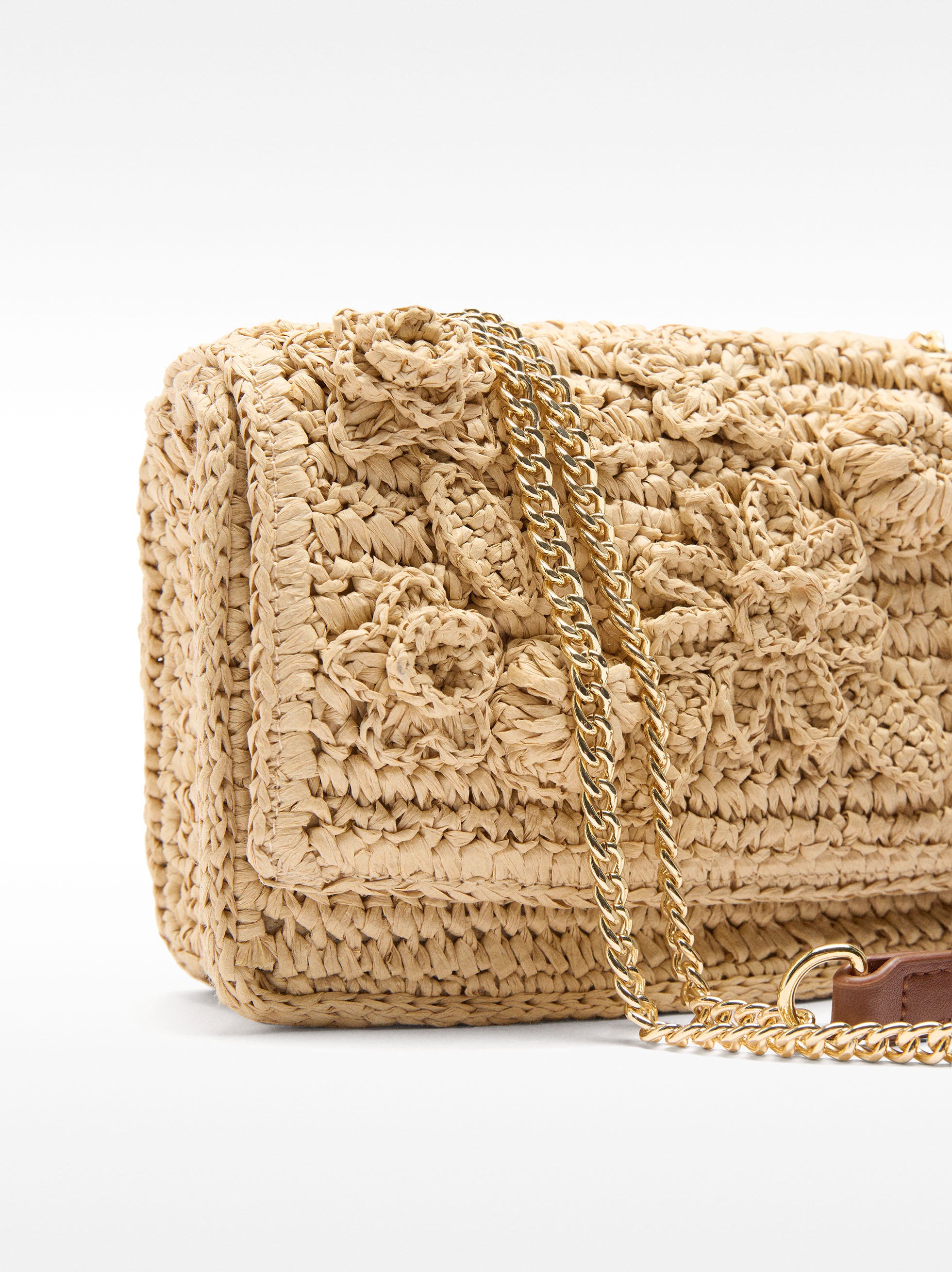 Bolso Hombro Efecto Rafia