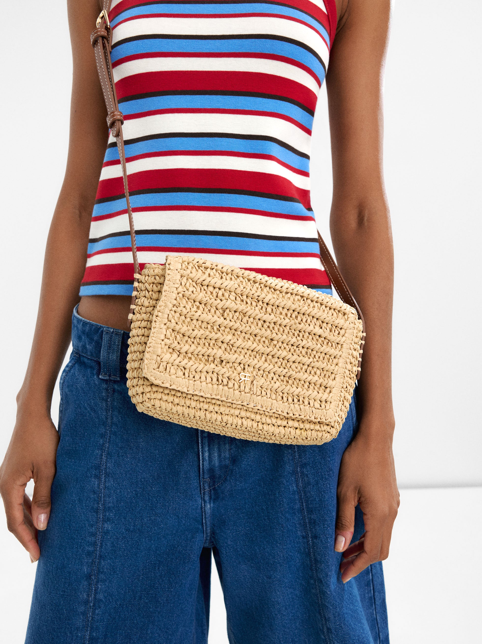 Bolso Bandolera Efecto Rafia