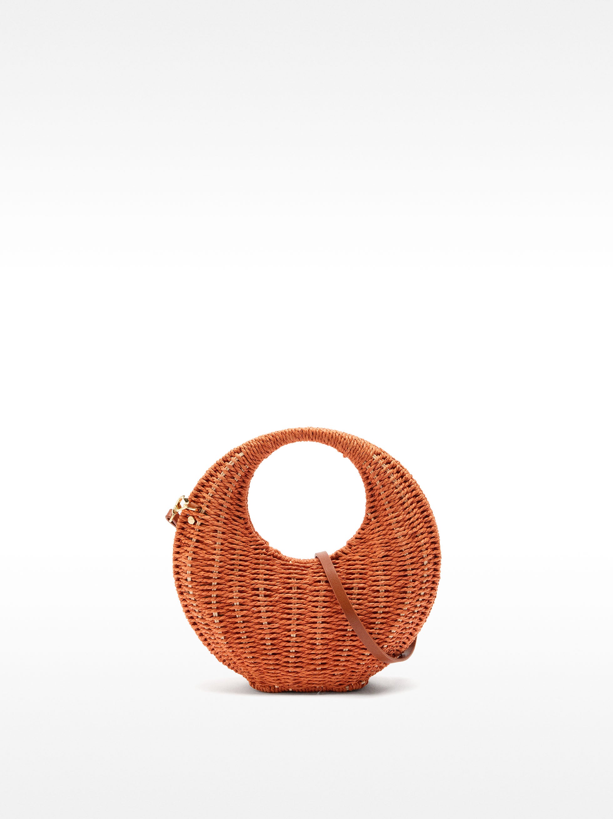 Bolso Bandolera Redondo Efecto Rafia