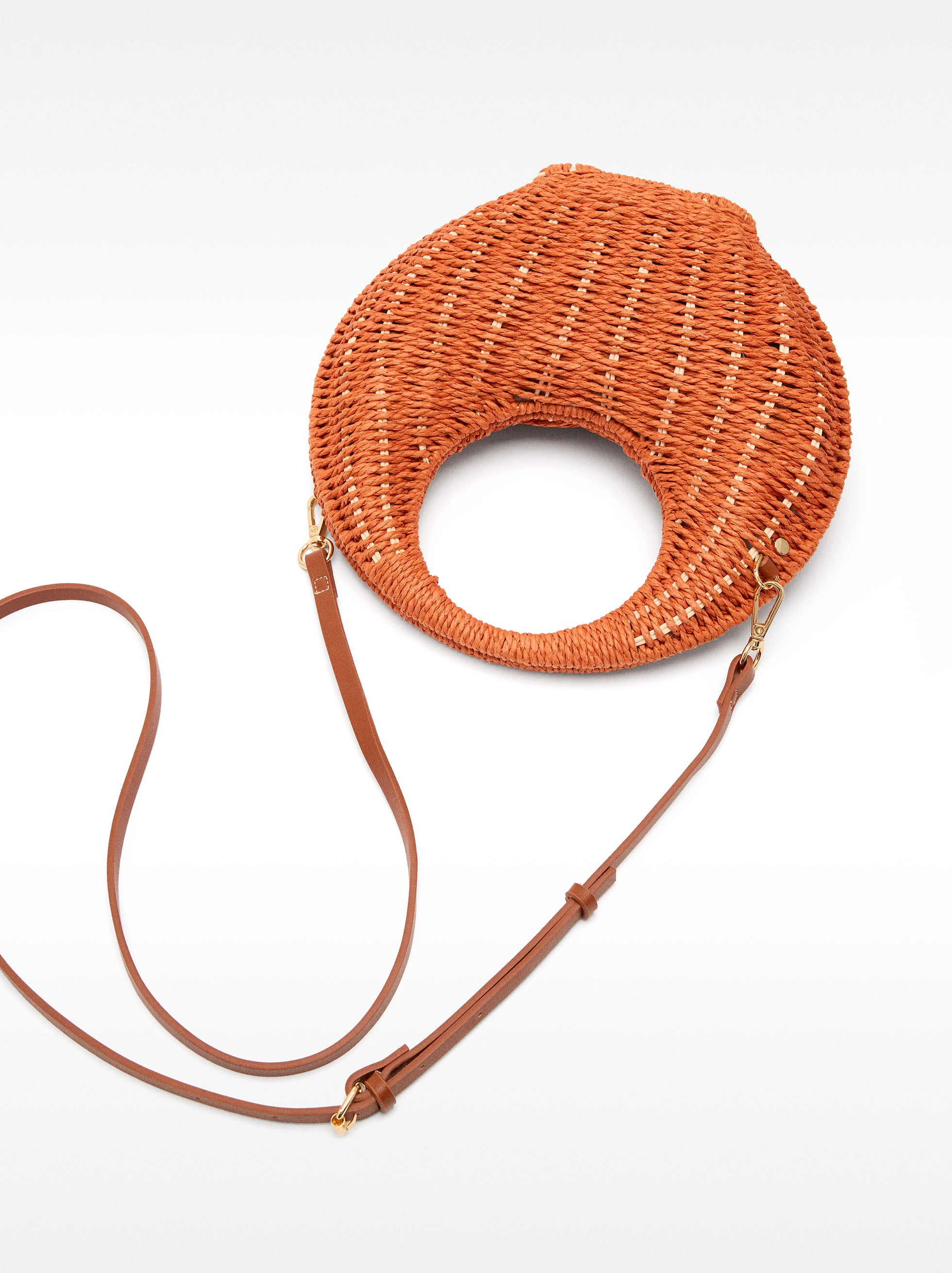 Bolso Bandolera Redondo Efecto Rafia