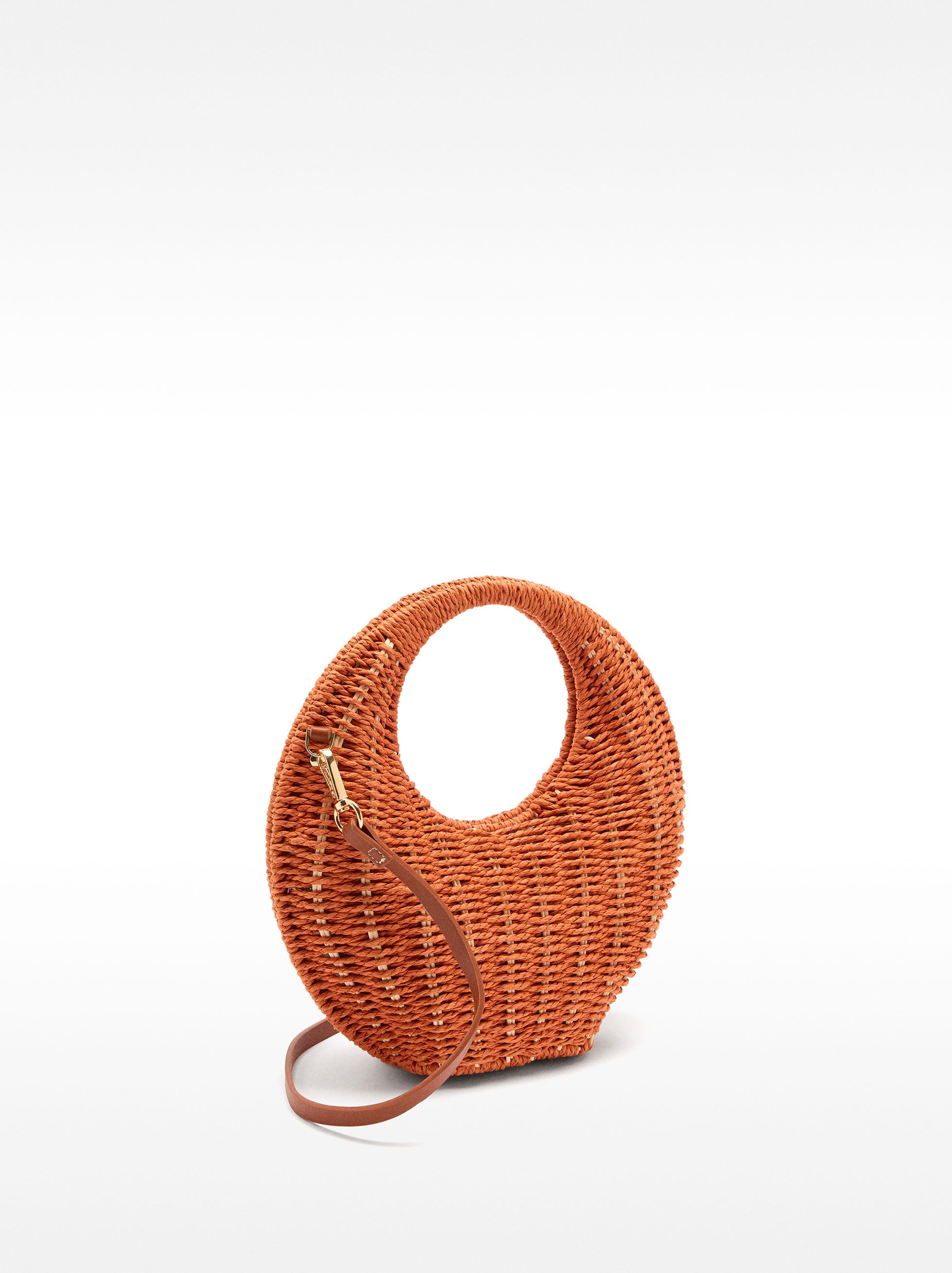 Bolso Bandolera Redondo Efecto Rafia