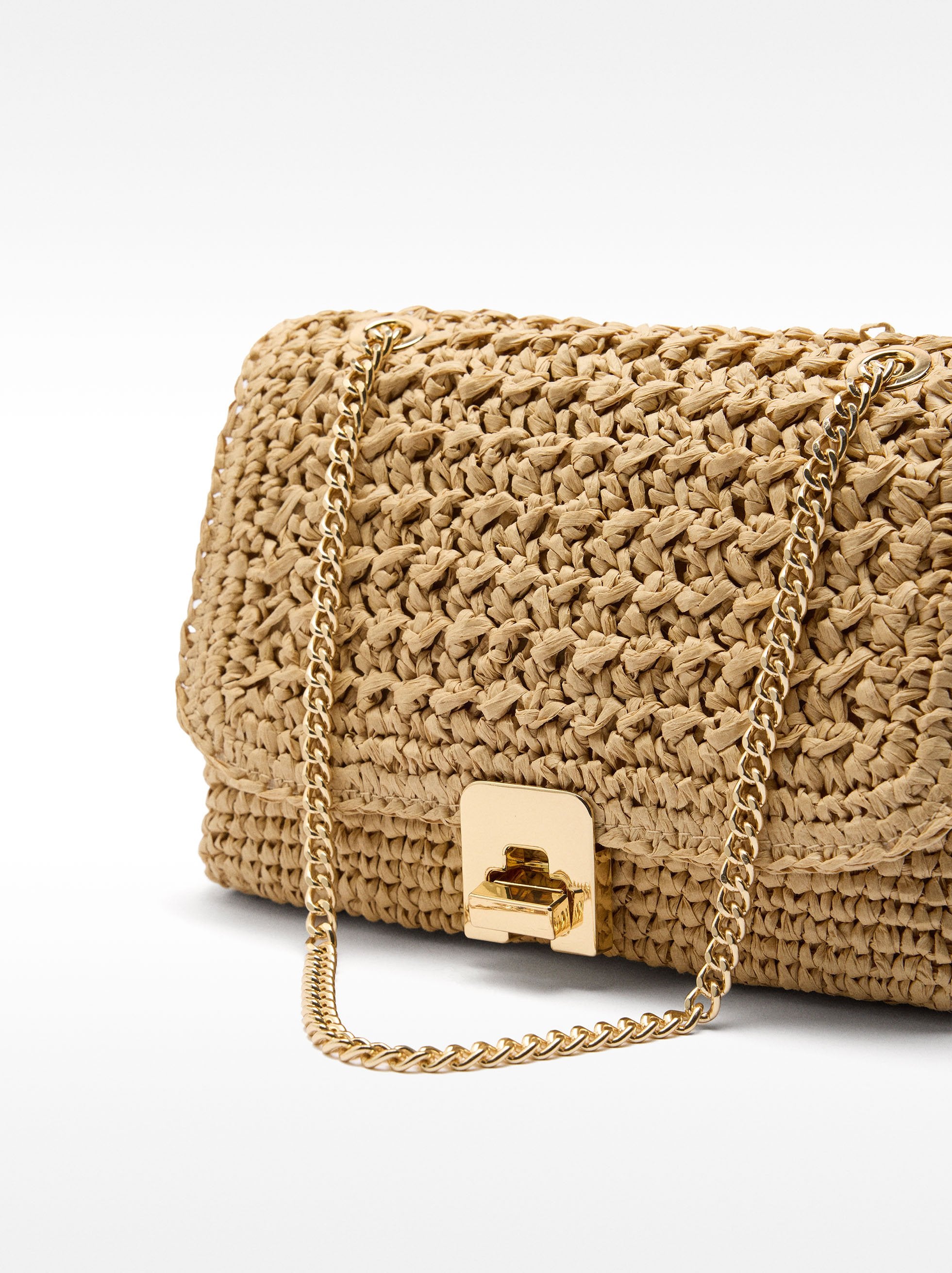 Bolso De Hombro De Efecto Rafia
