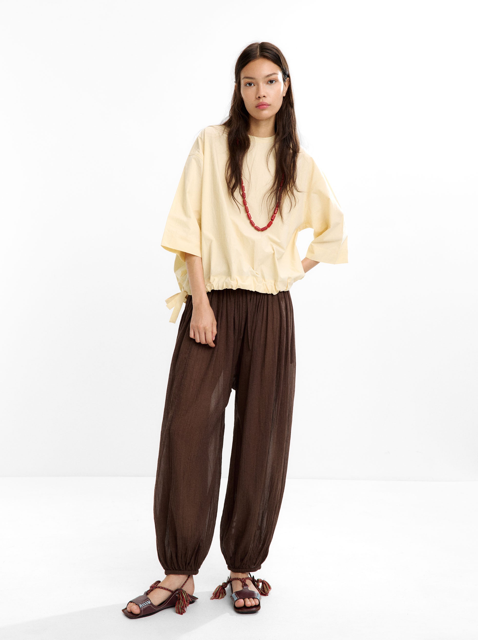 Blusa Con Fruncido 100% Algodón