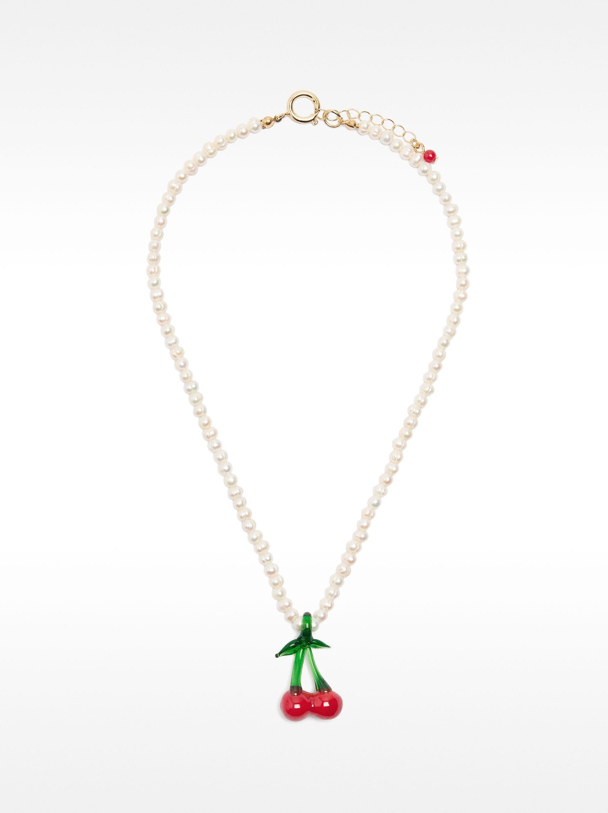 Collar De Perlas De Agua Dulce Cereza
