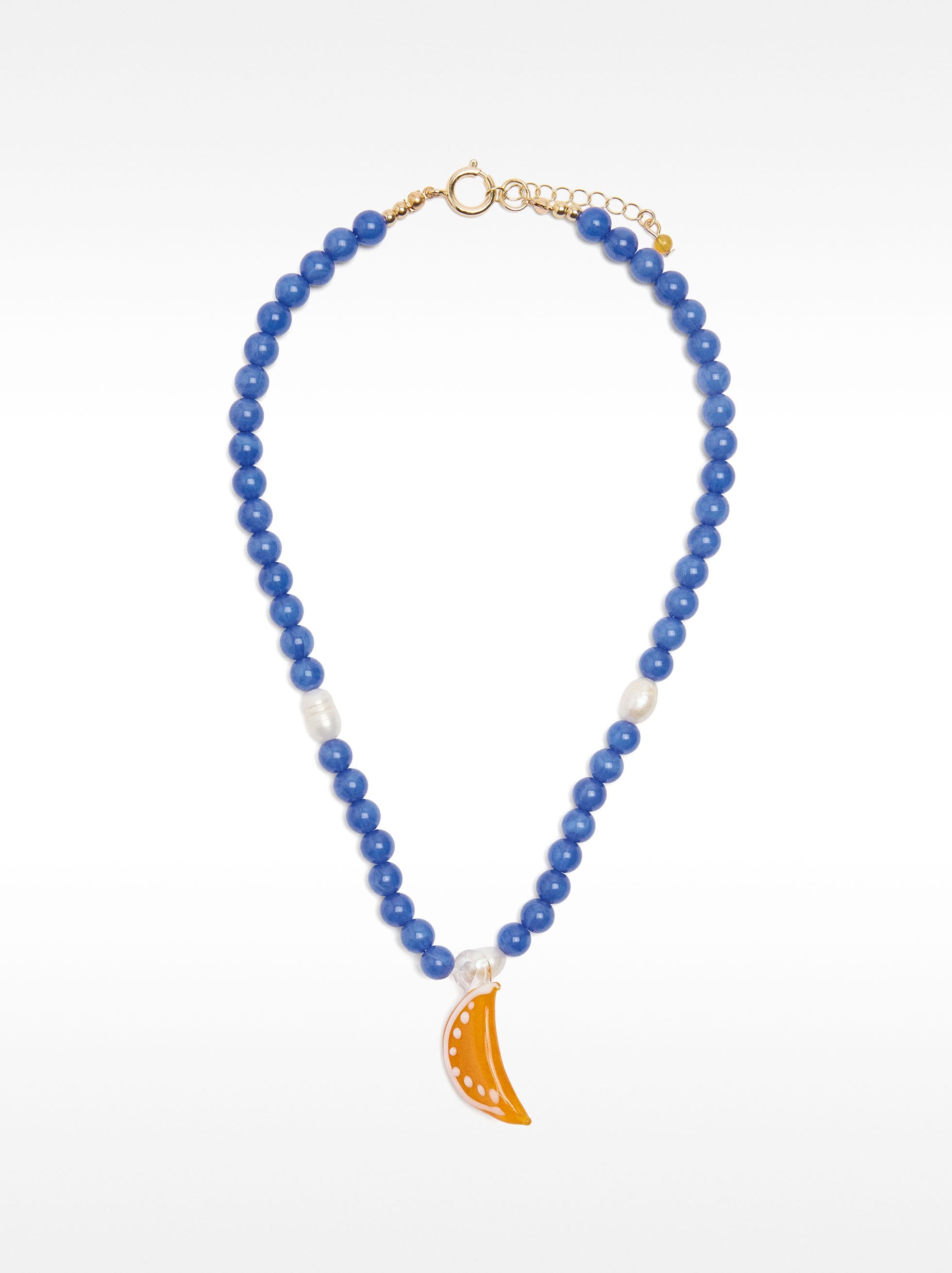 Collar De Cuentas De Vidrio Con Colgante