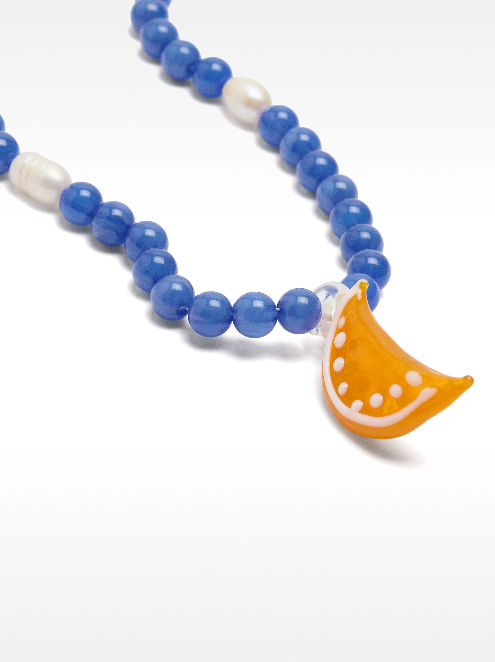 Collar De Cuentas De Vidrio Con Colgante