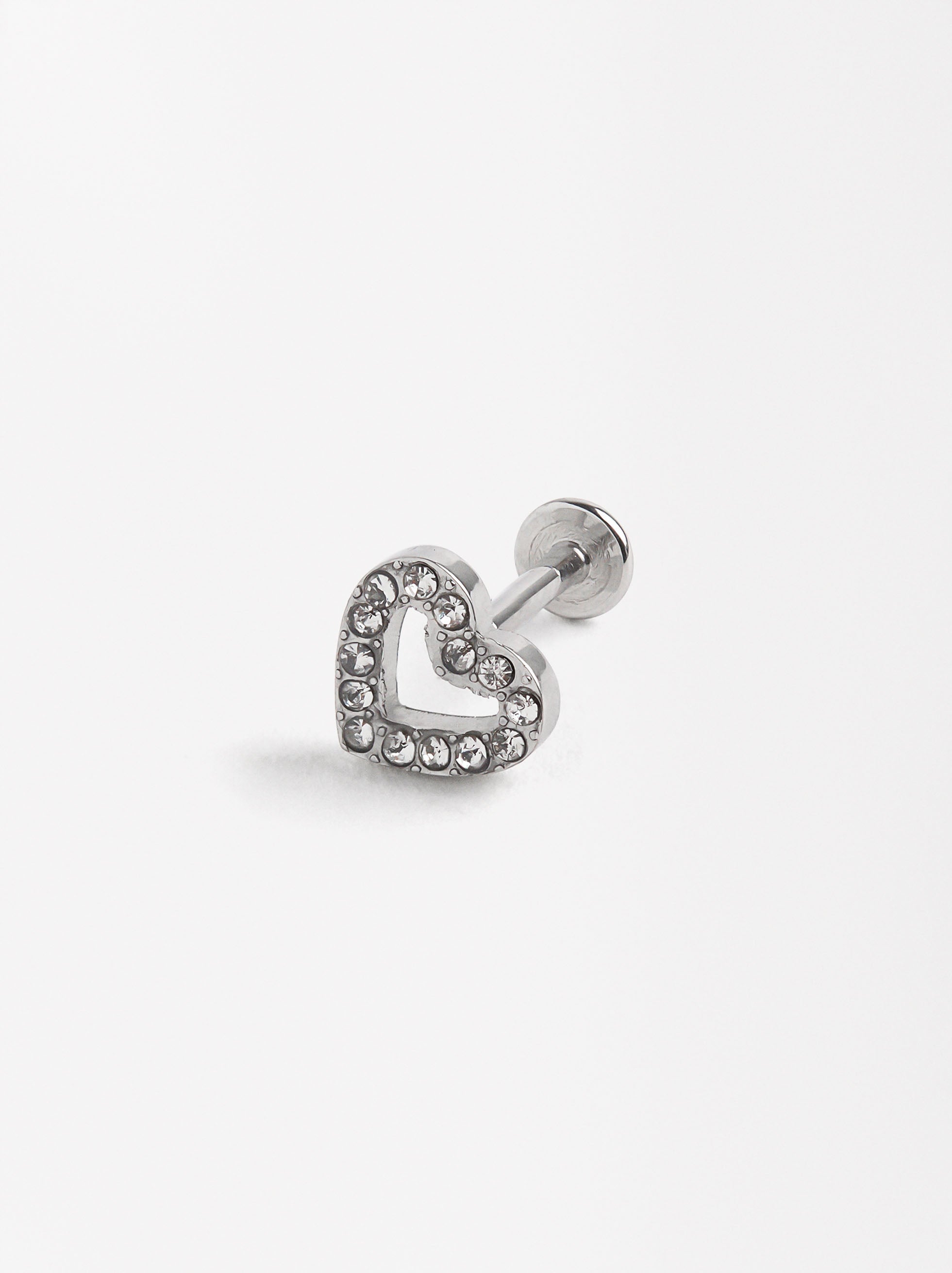 Piercing Corazón Con Circonitas - Acero Inoxidable