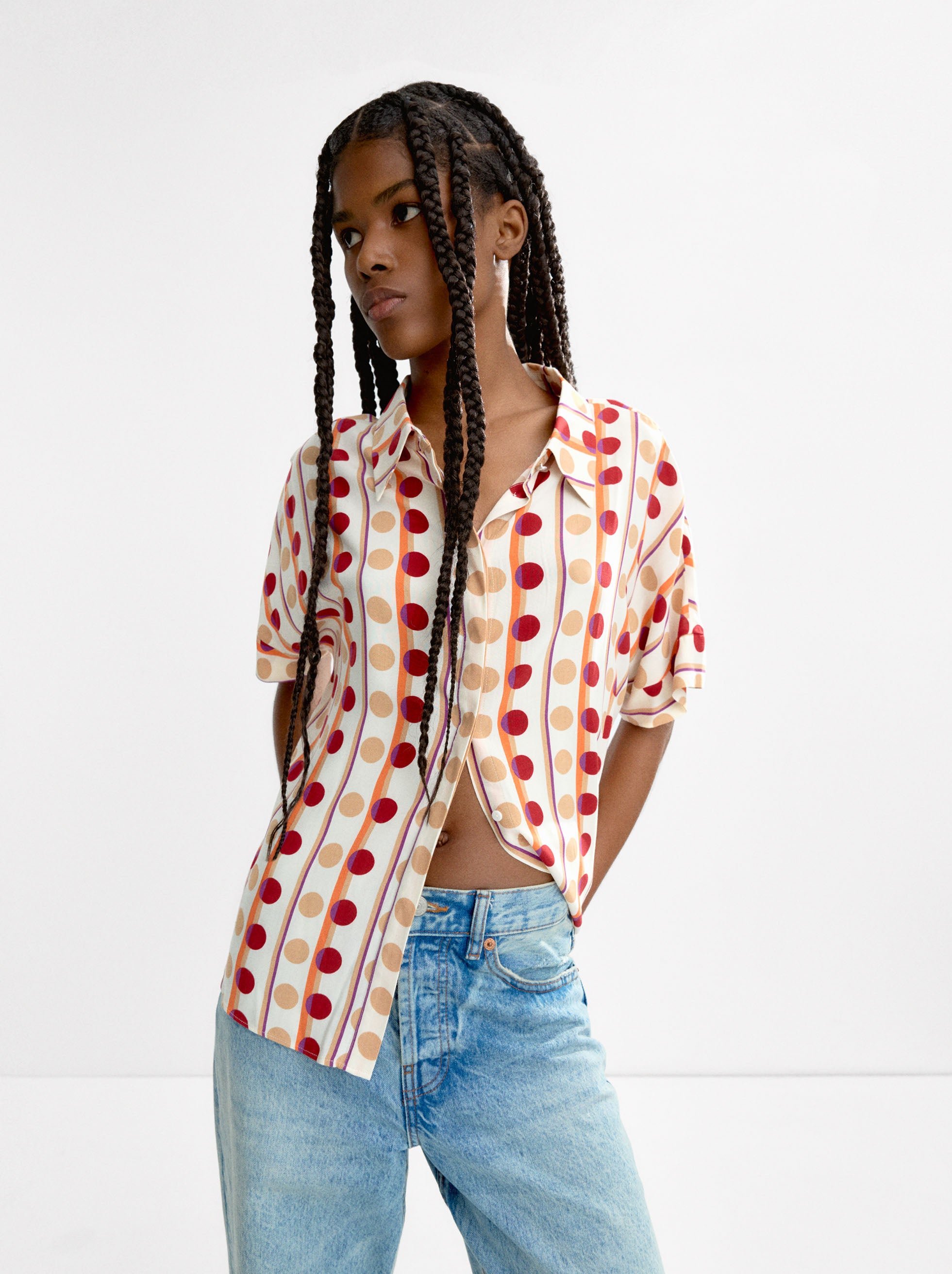 Camisa Estampada De Lunares