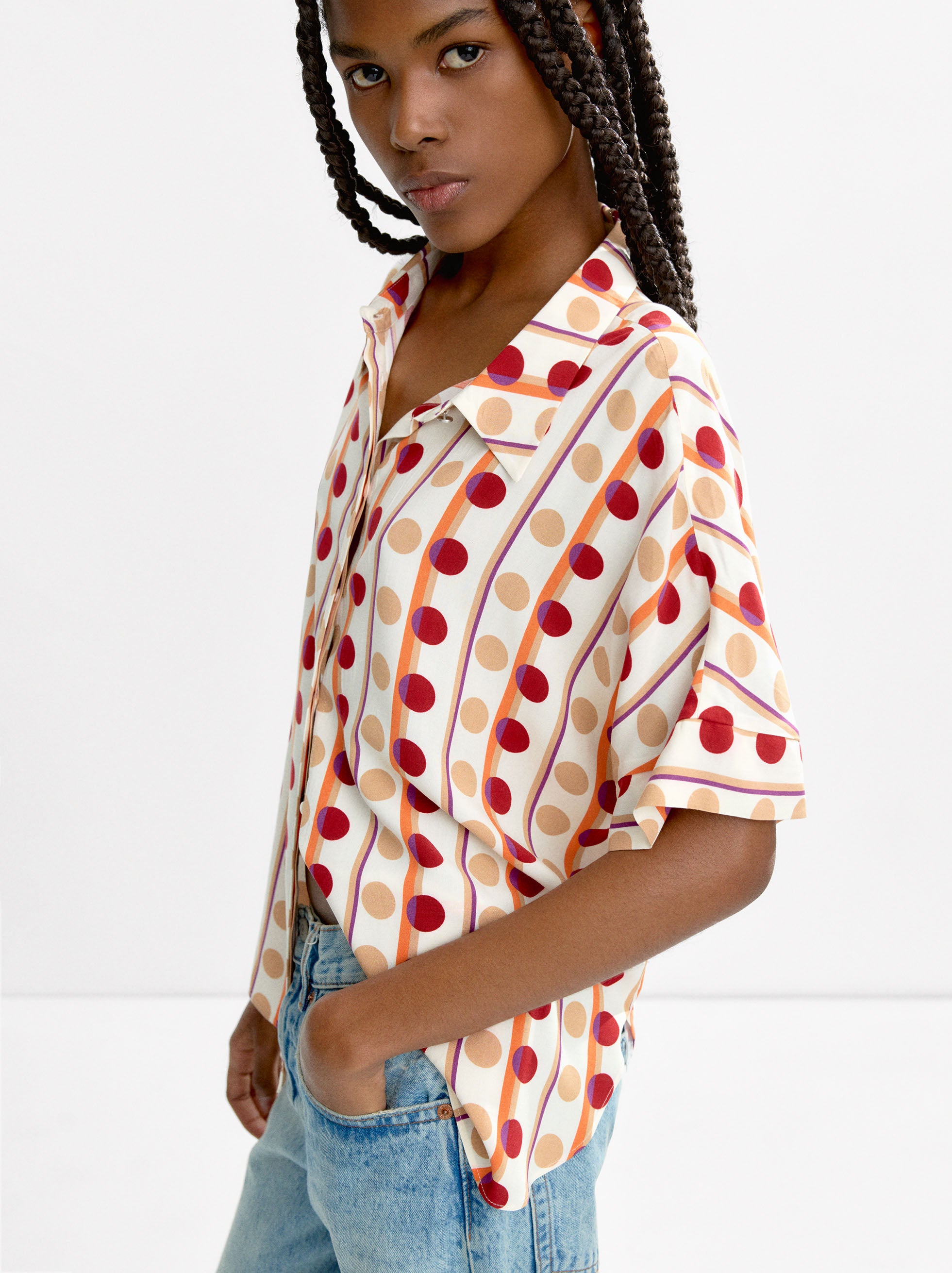 Camisa Estampada De Lunares