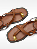 Sandalias De Piel Con Tiras Detalle Metálico