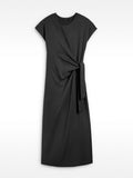 Vestido Drapeado Con Lazo
