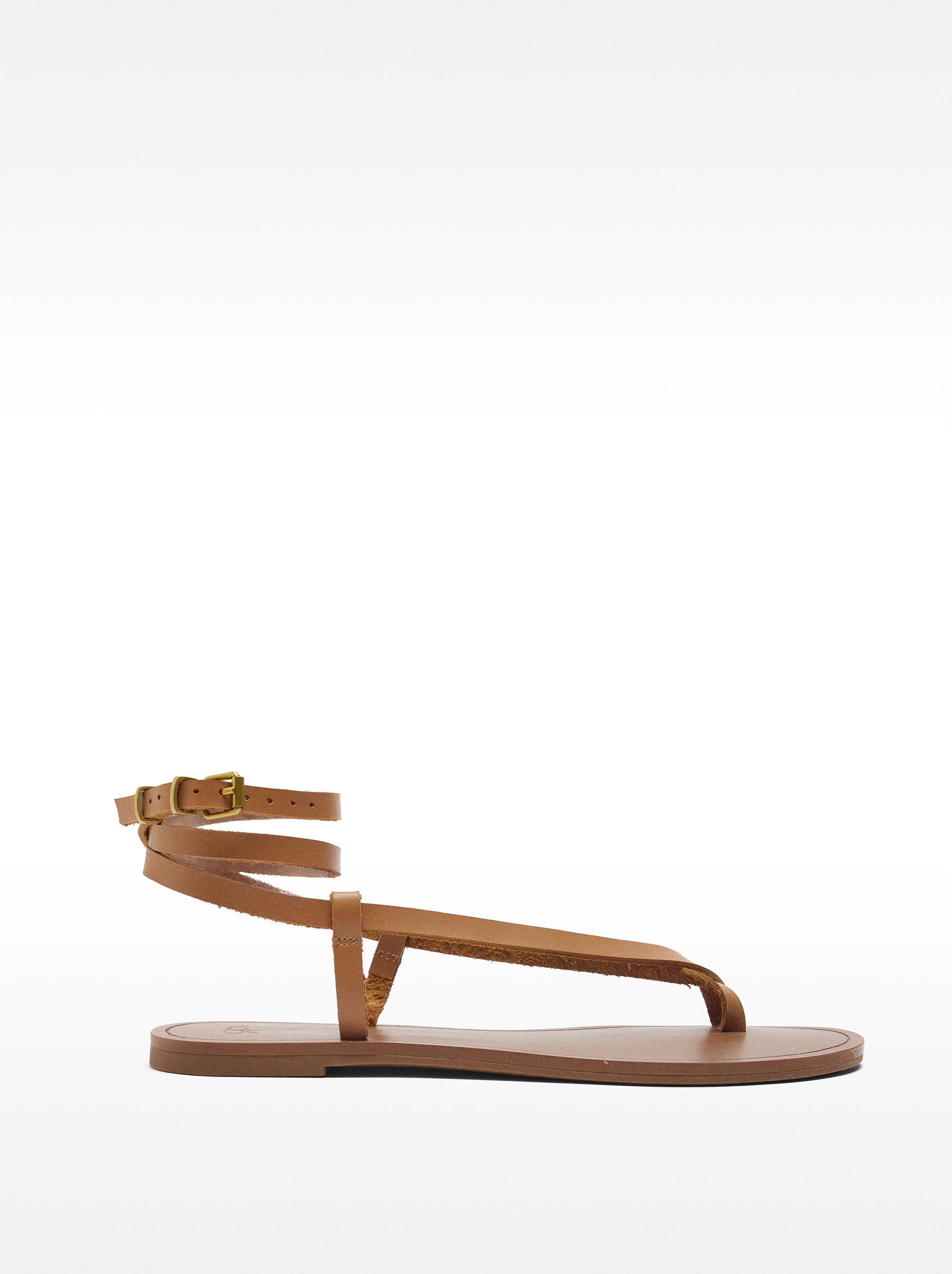 Sandalias Planas De Piel Con Tiras