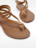 Sandalias Planas De Piel Con Tiras