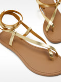 Sandalias Planas De Piel Con Tiras Metalizadas