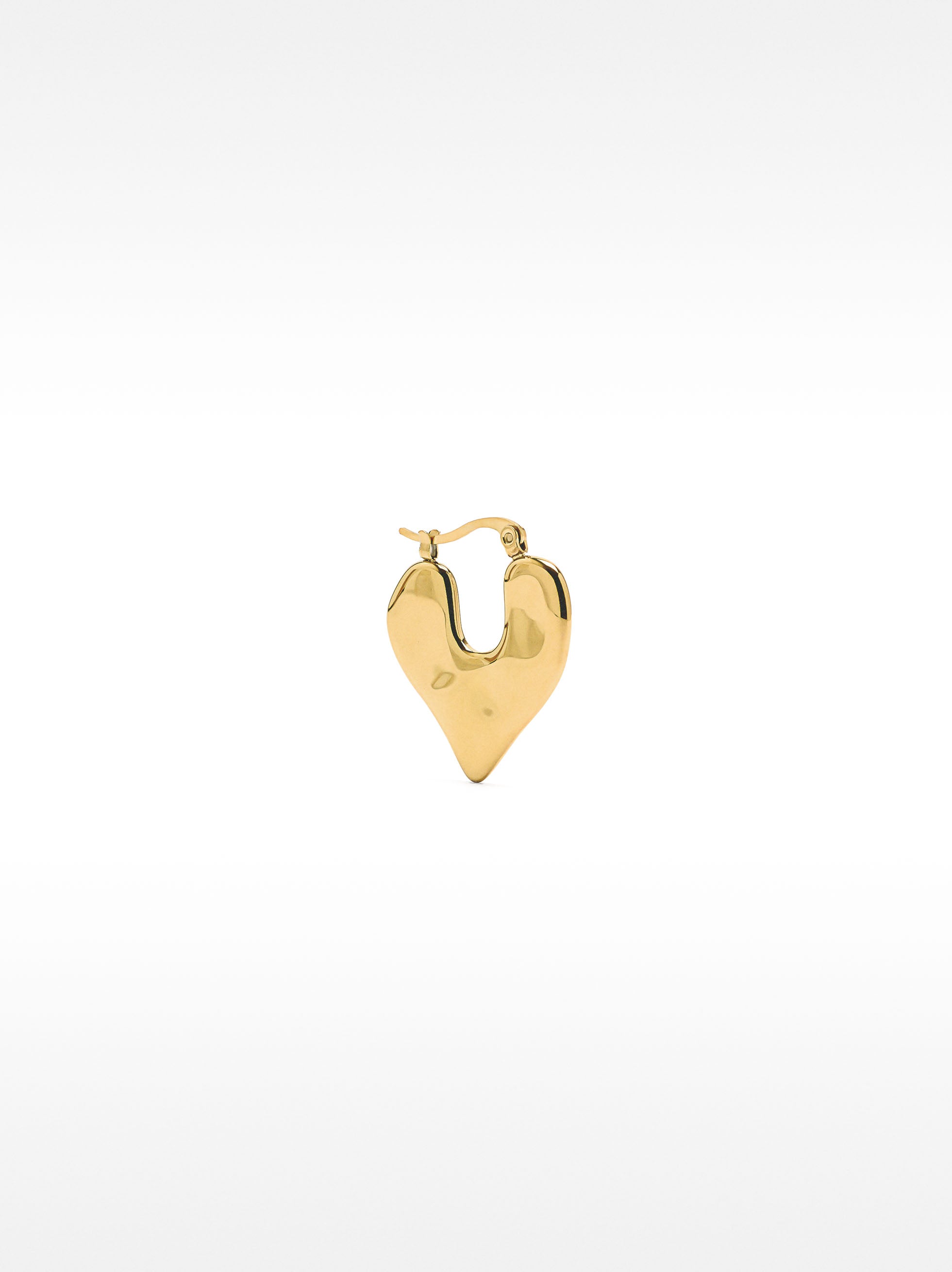 Pendiente Individual Con Corazón En Relieve - Acero Inoxidable