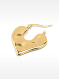 Pendiente Individual Con Corazón En Relieve - Acero Inoxidable