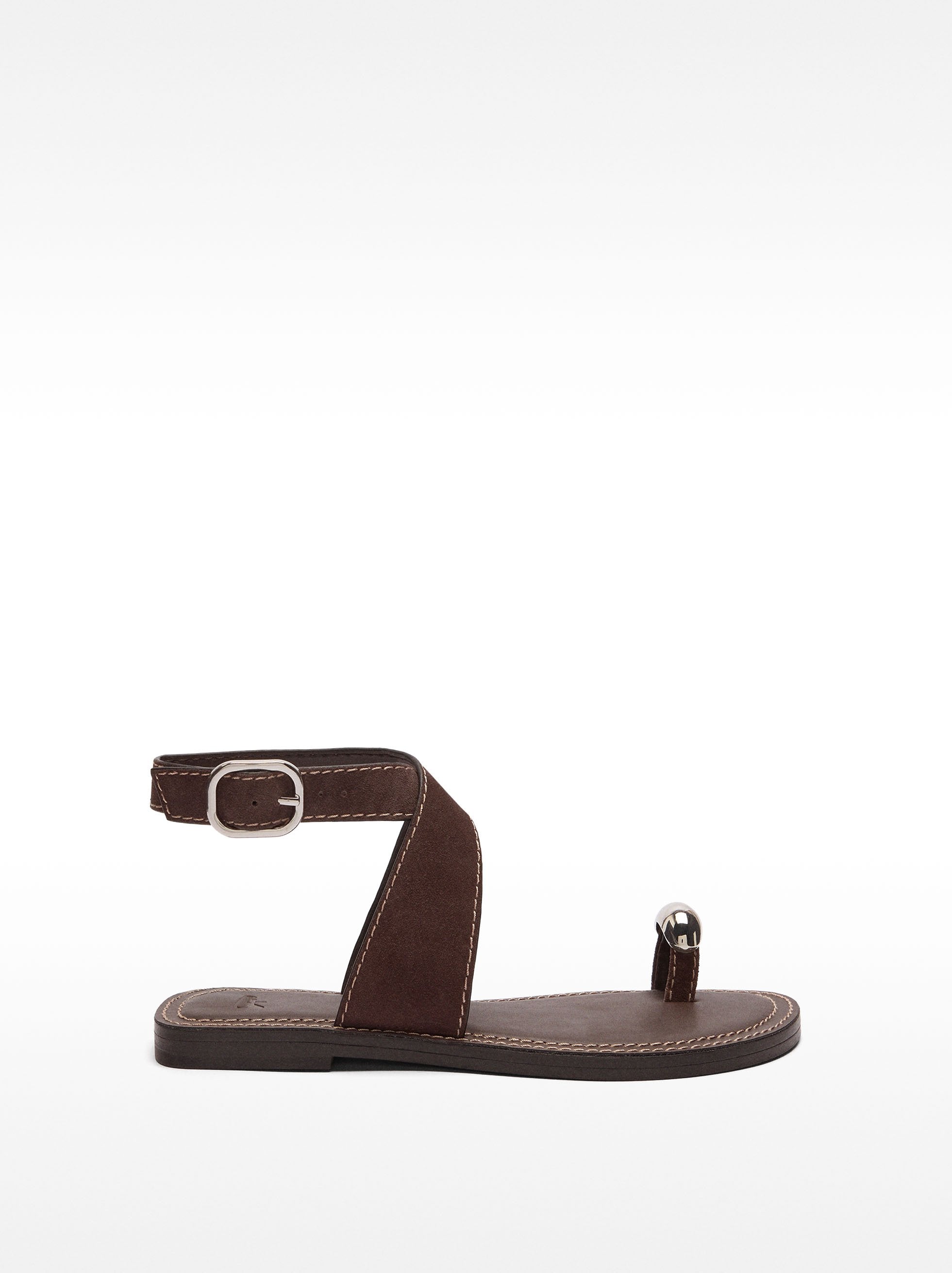 Sandalias De Piel Con Detalle Metálico