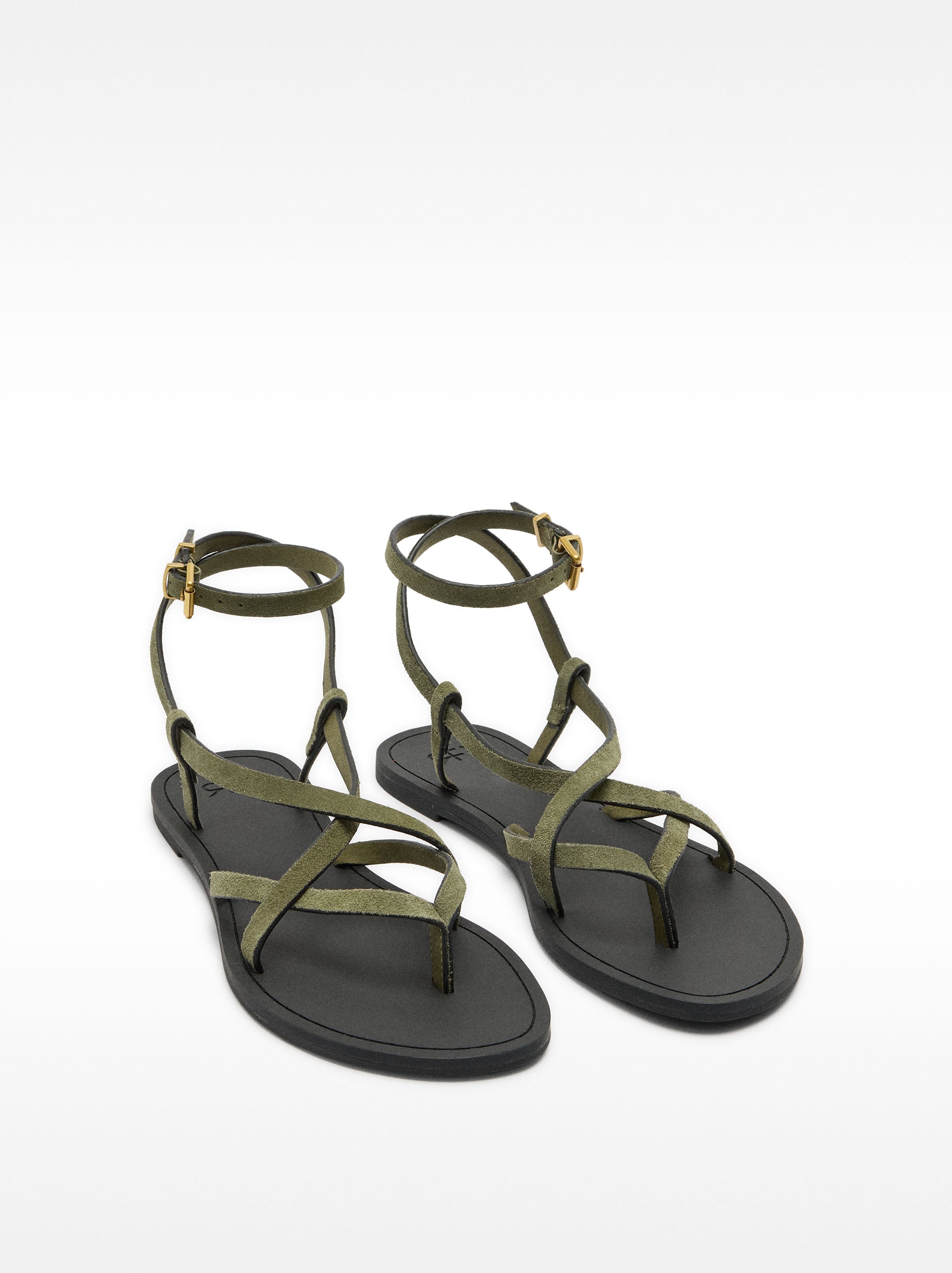 Sandalias De Piel Con Tiras Cruzadas