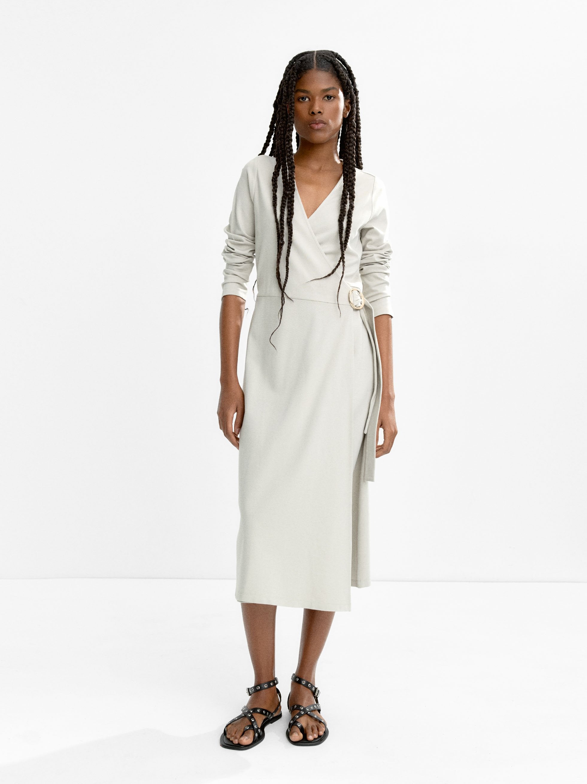Vestido Midi De Manga Larga
