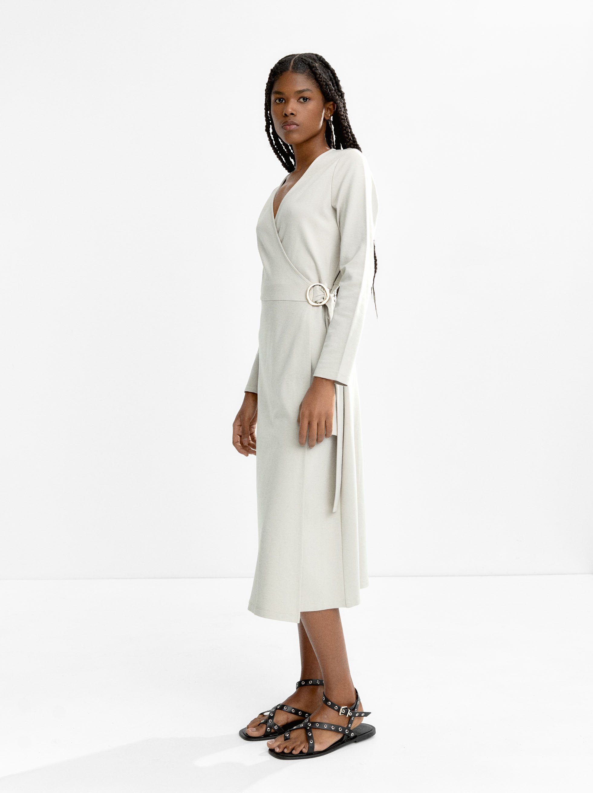 Vestido Midi De Manga Larga