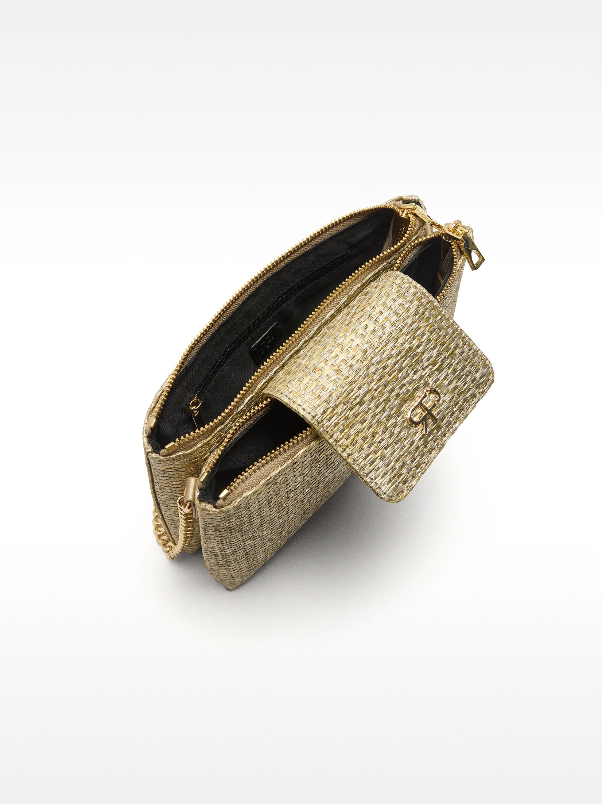 Bolso Bandolera Doble De Efecto Rafia