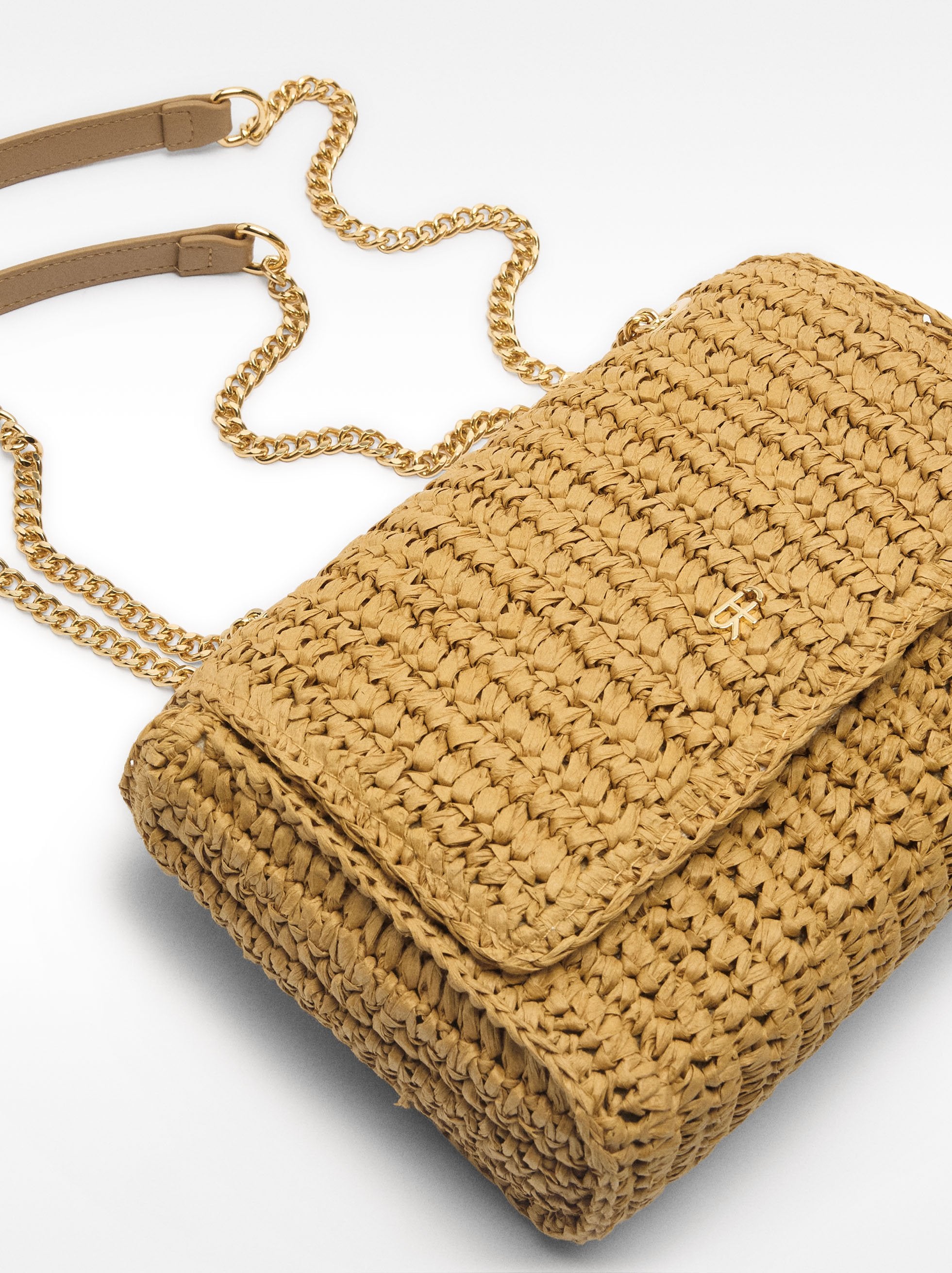 Bolso Hombro Efecto Rafia