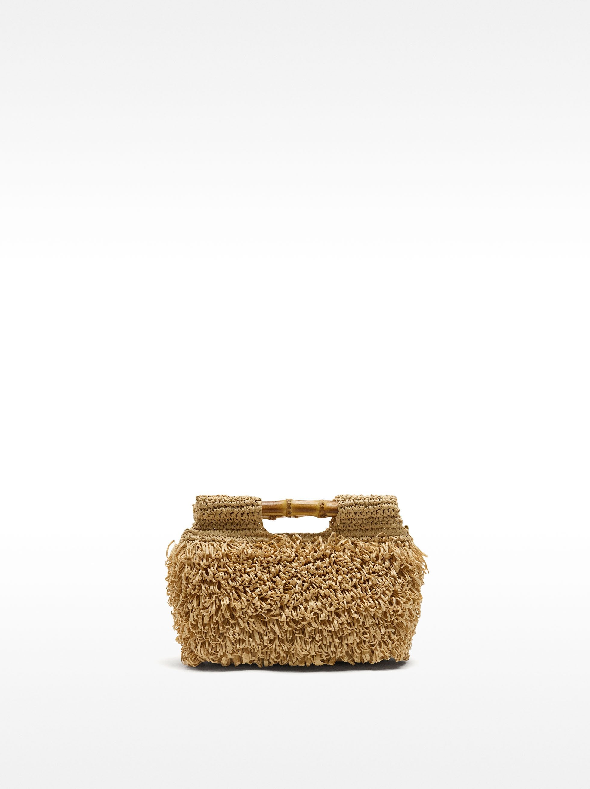 Bolso De Mano Con Efecto Rafia Y Bambú