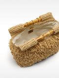 Bolso De Mano Con Efecto Rafia Y Bambú