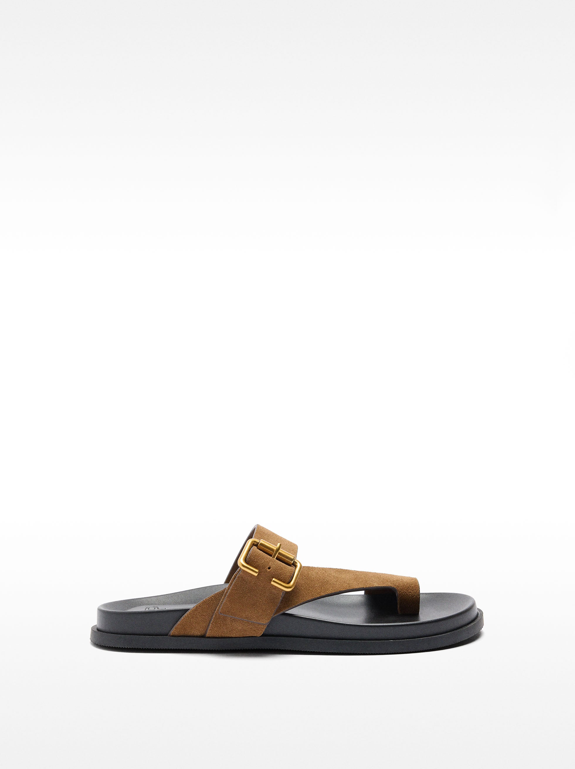 Sandalias De Piel Con Tiras Y Hebilla