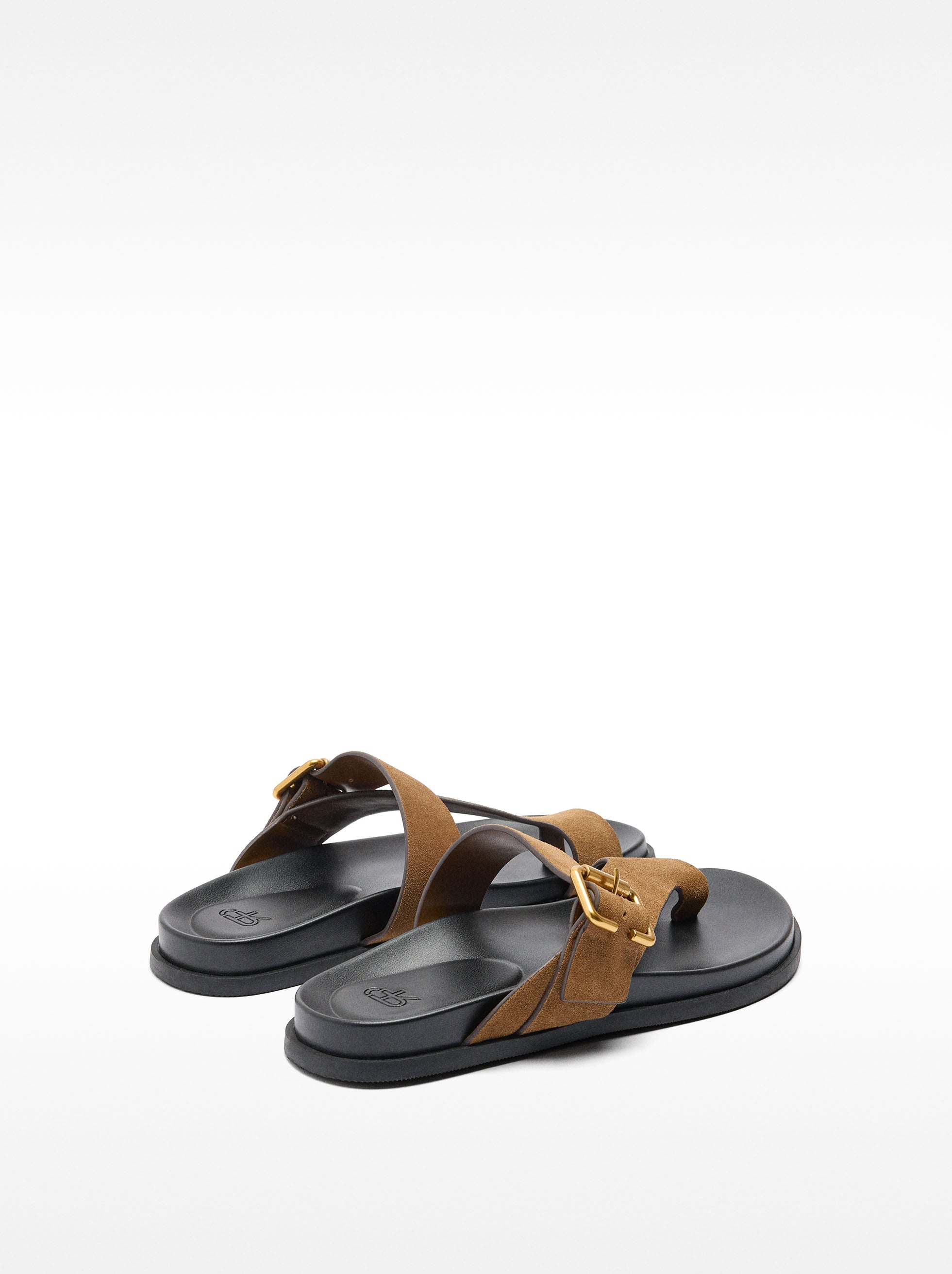 Sandalias De Piel Con Tiras Y Hebilla