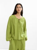 Blusa Manga Larga Con Lino