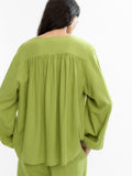 Blusa Manga Larga Con Lino