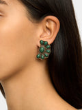 Pendientes Media Flor Con Piedras