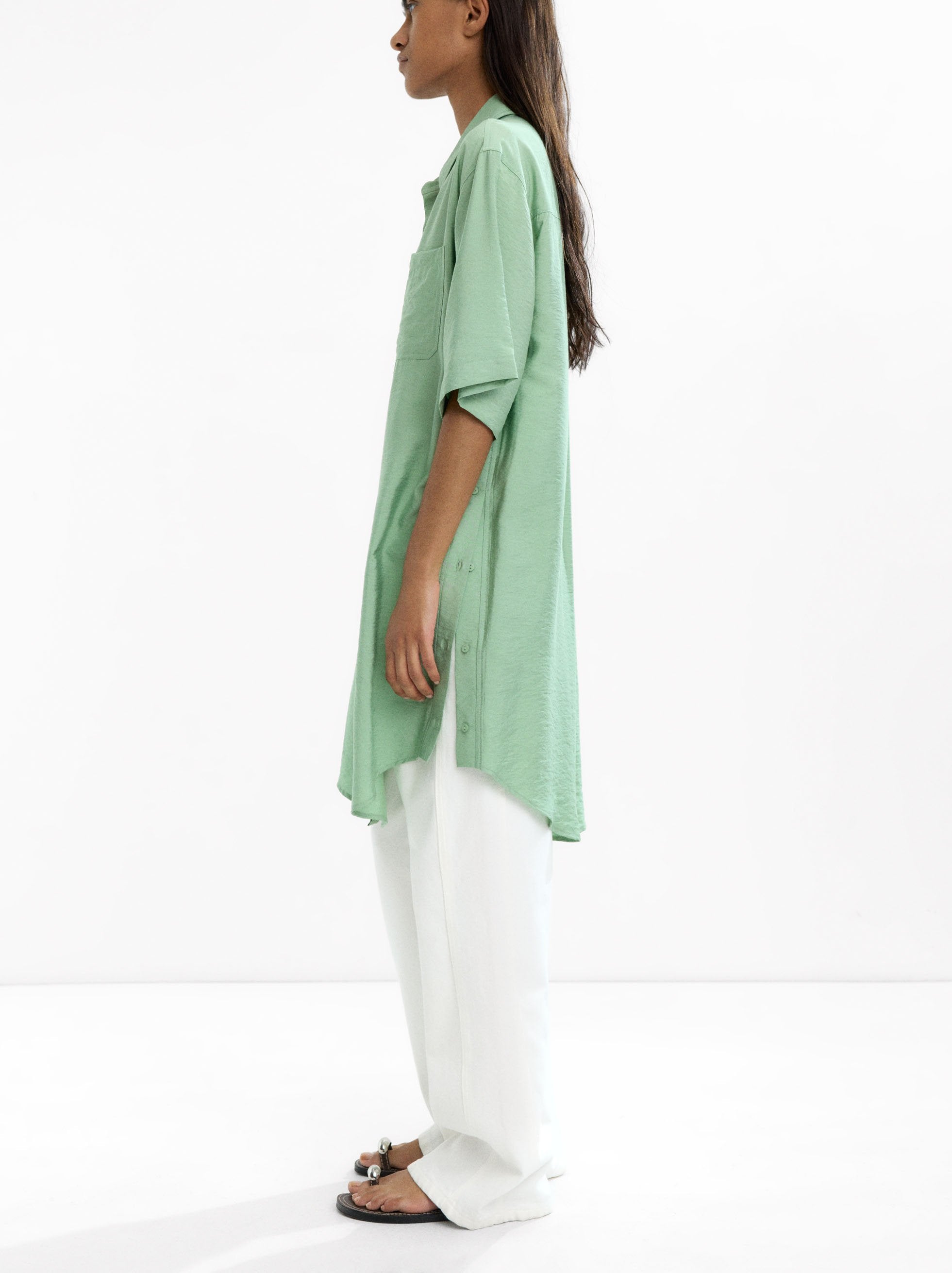 Vestido Camisero Con Bolsillo