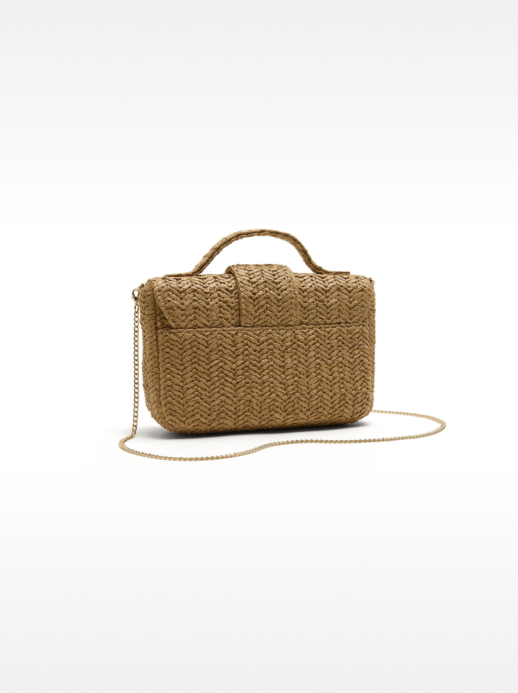 Bolso De Mano Con Efecto Rafia Y Solapa