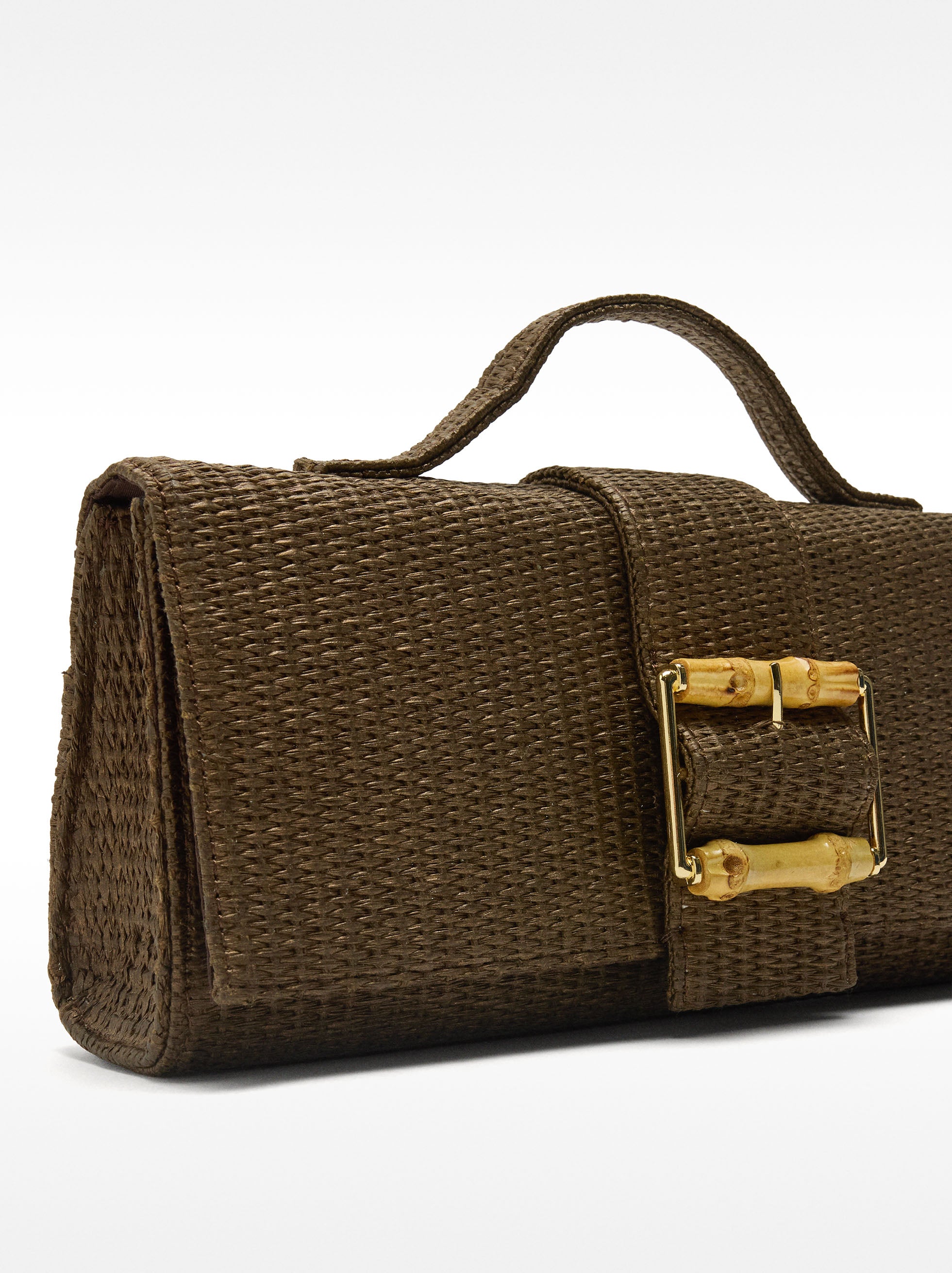 Bolso De Fiesta Con Efecto Rafia Y Hebilla