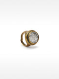 Anillo De Sello Bicolor Con Efecto Enveecido