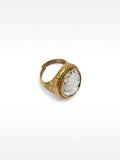 Anillo De Sello Bicolor Con Efecto Enveecido