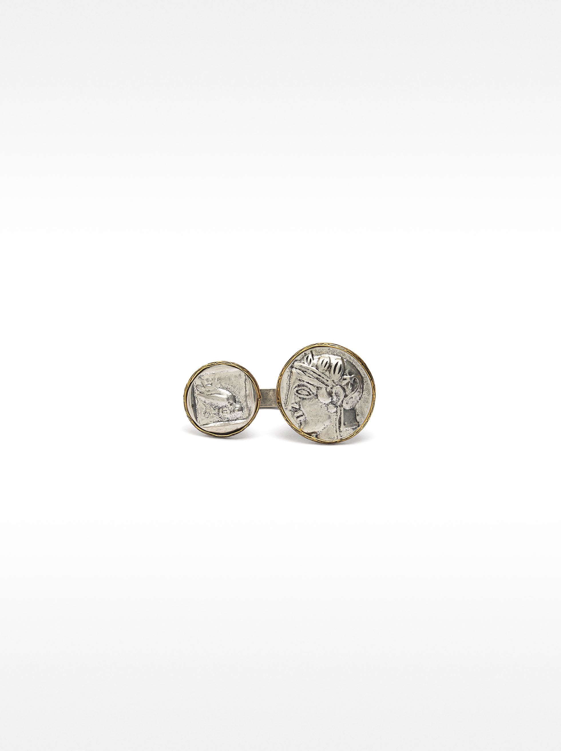 Anillo Doble Con Medalla Y Efecto Envejecido