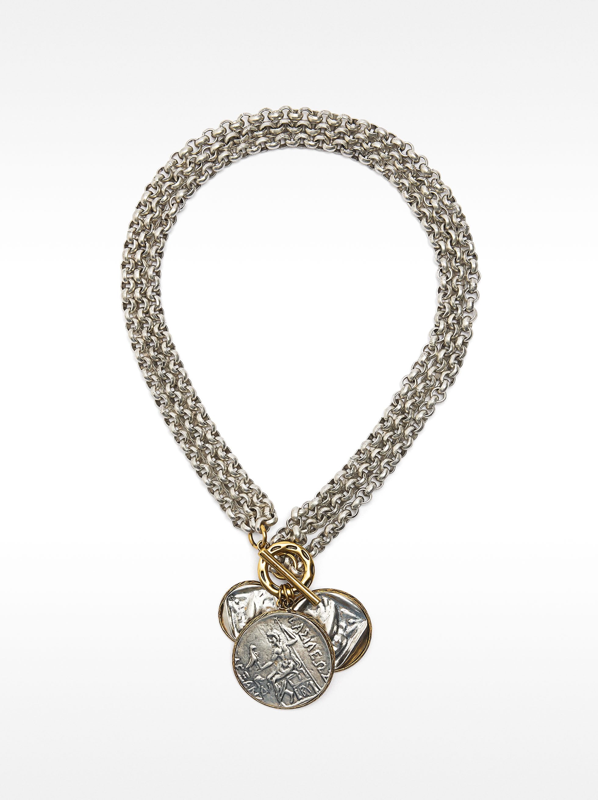 Collar De Cadena Ancho Con Medallas