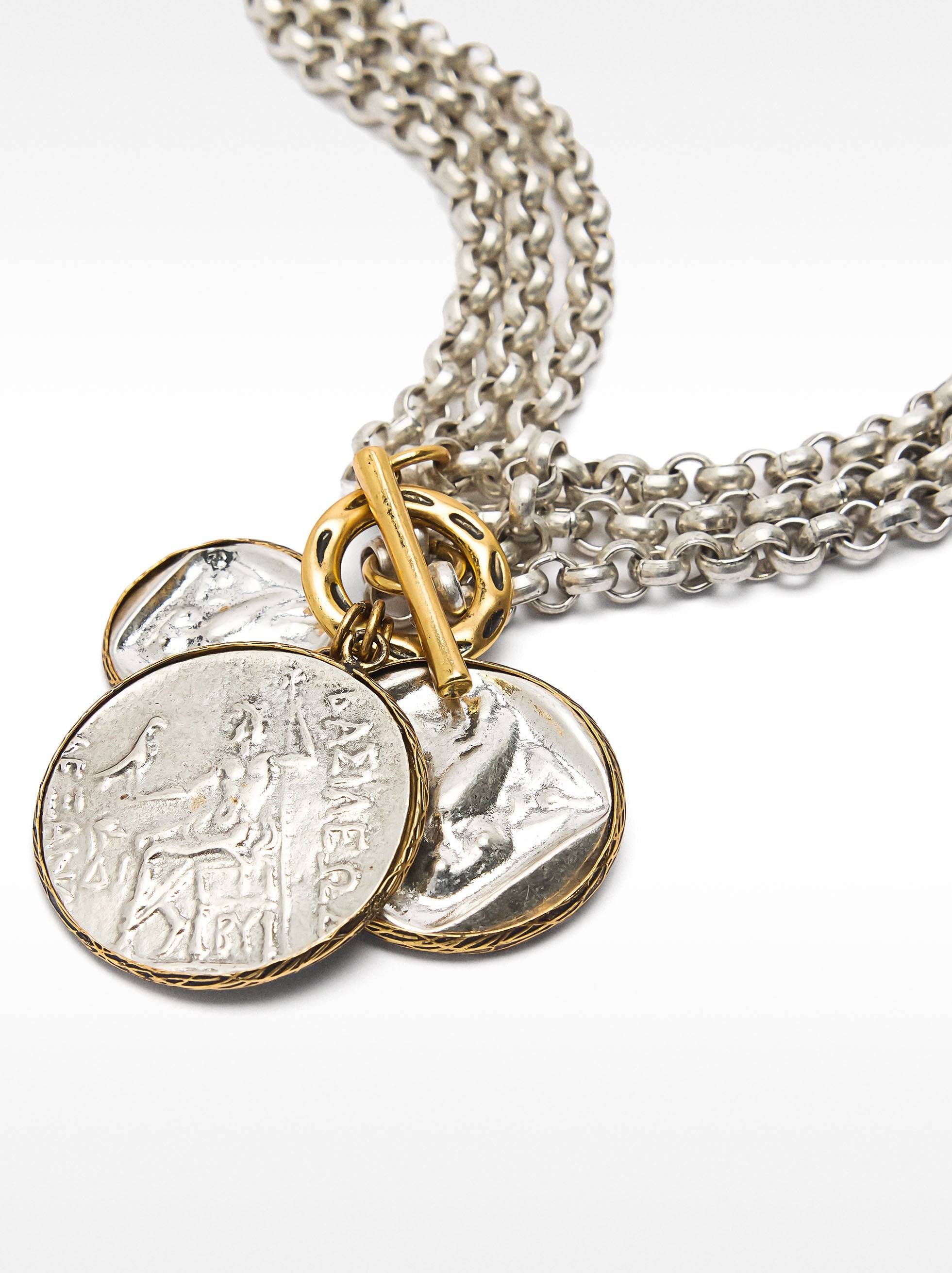 Collar De Cadena Ancho Con Medallas