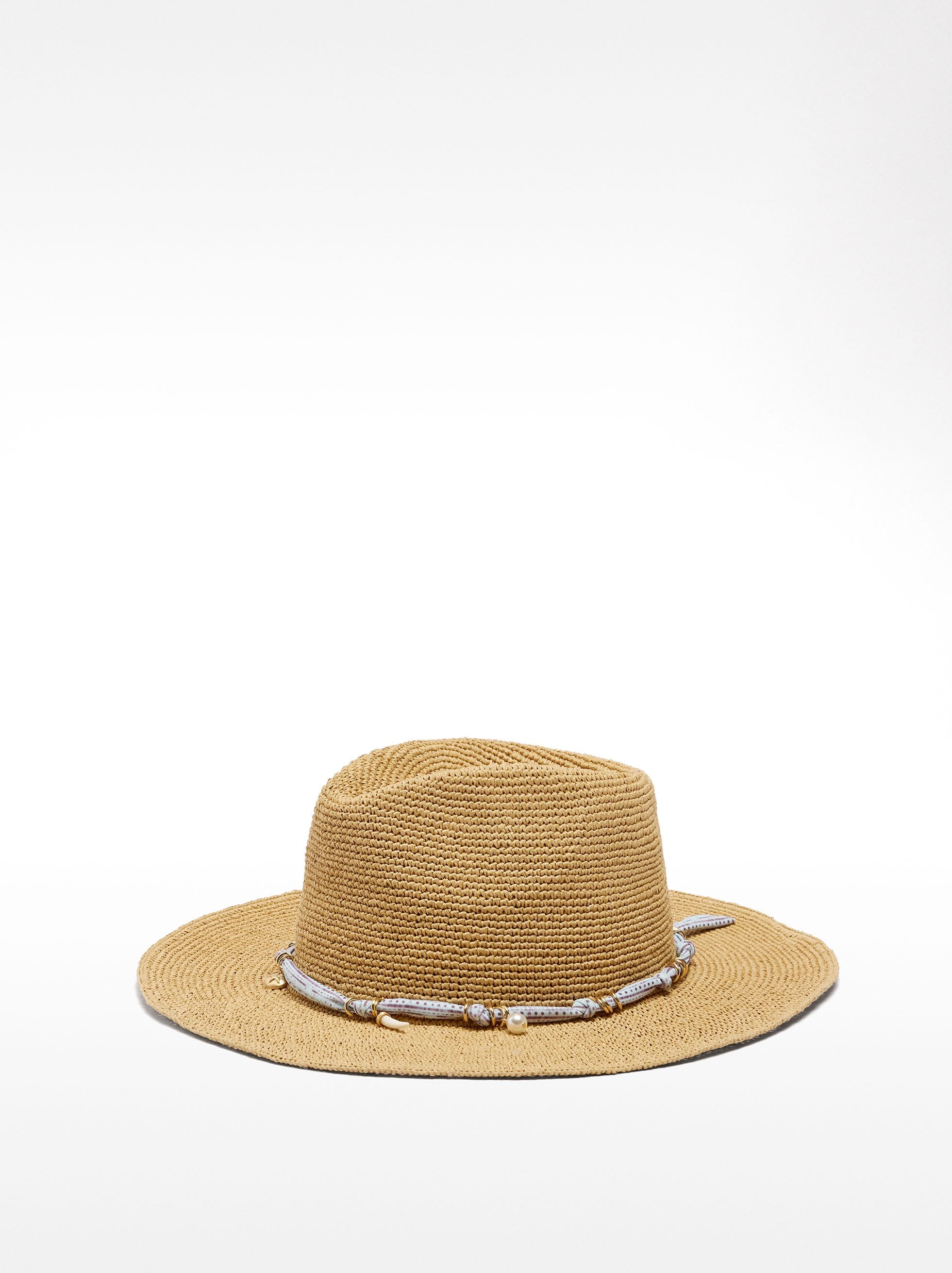 Sombrero Efecto Rafia Con Cinta