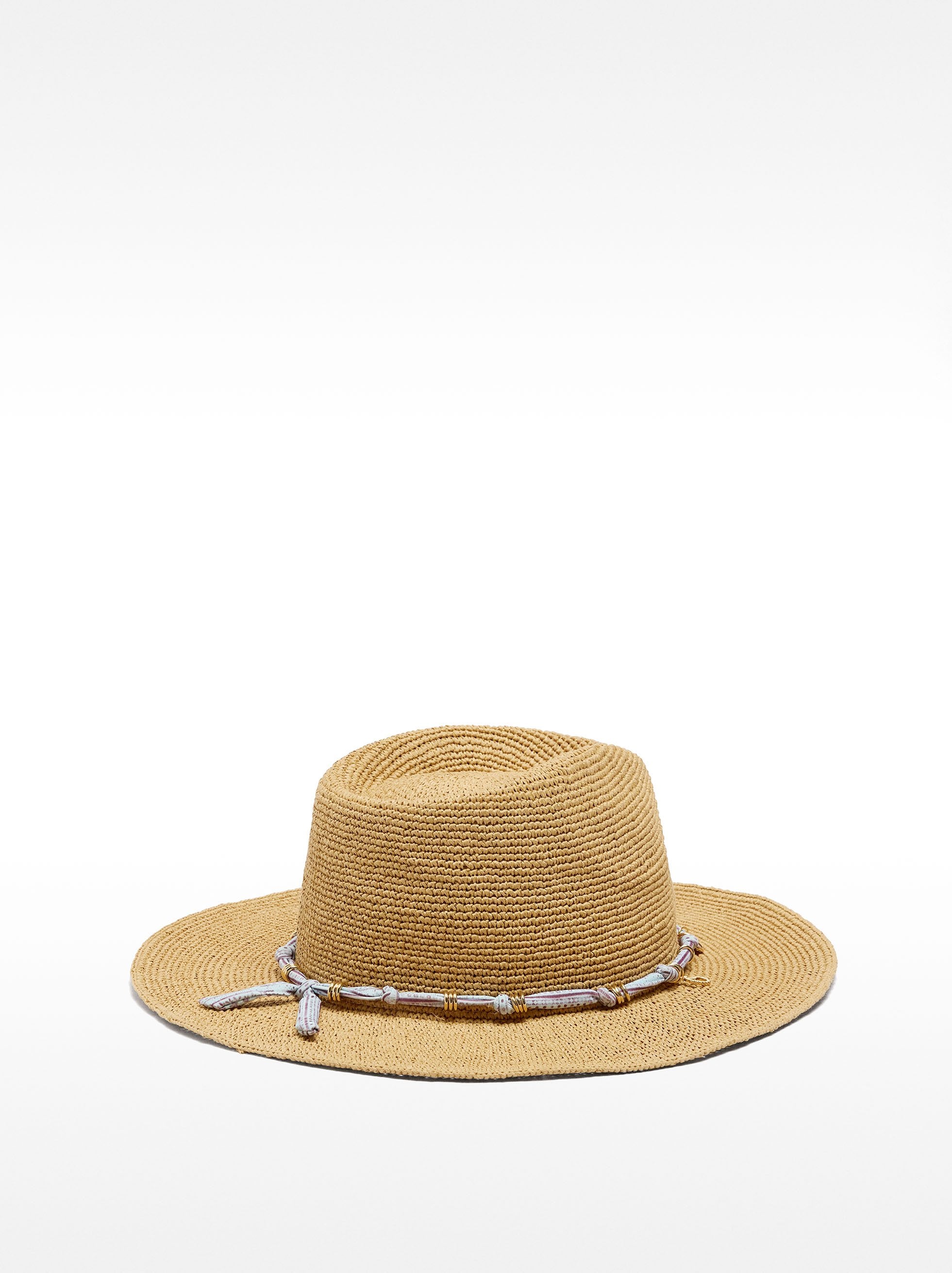 Sombrero Efecto Rafia Con Cinta